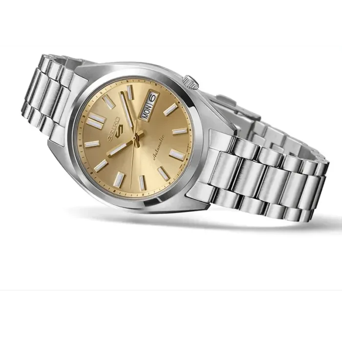 Seiko 5 Sports SNXS Automatic Gold Dial Silver Steel Strap Watch for Men - SRPL59K1 - Image 5